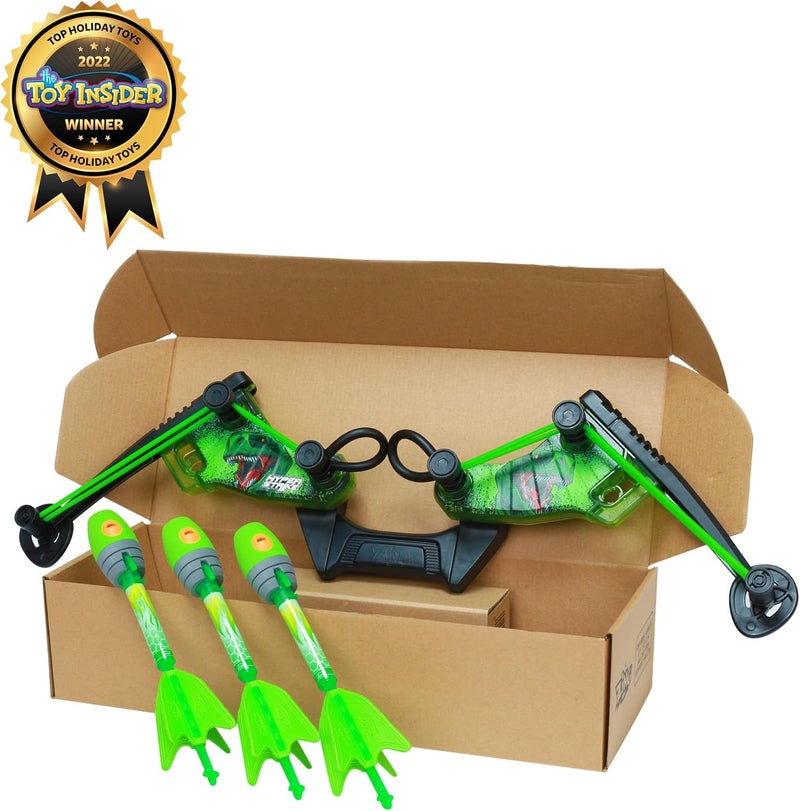 Zing HyperStrike Dominator Light Up Bow Archer Pack, Light Up Bow and Light Up Zonic Whistle Arrows, Shoots Arrows Over 200ft, Outdoor Play with Friends and Family, for Ages 14+ (Green) - Image 2